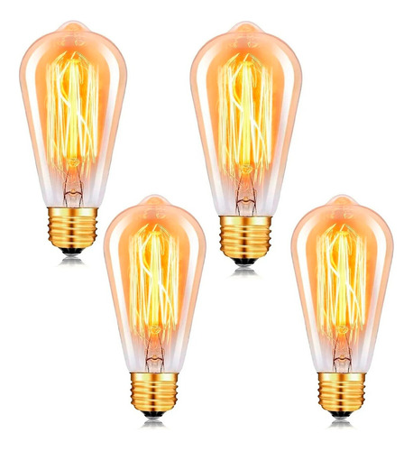 Pack Lámpara Led Ámbar Multi Filamento Vintage St64 X4