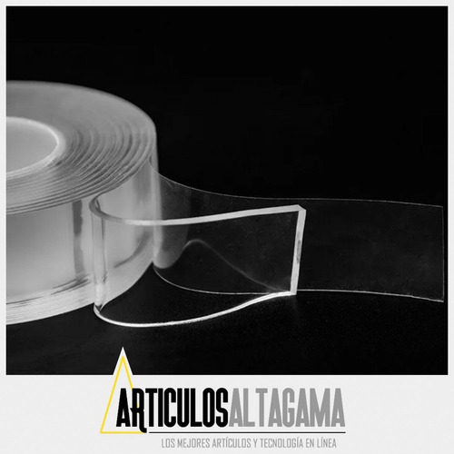 Imagen 10 de 10 de Cinta Doble Faz Adhesiva Silicona Multiusos Reutilizable 1 M