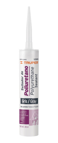 Sellador De Poliuretano De 280 Ml, Gris, Truper 12905