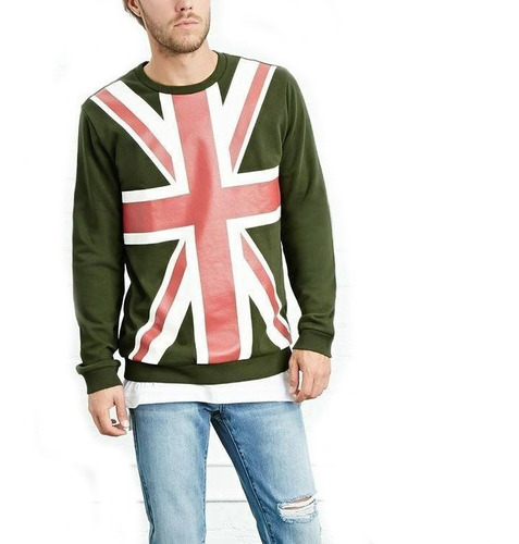 Buzo F21 Importado Hombre Uk Flag - Liso Atras - Talle Xs