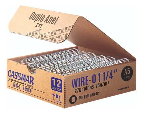 Wire O Para Encadernação A5 1 1/4 2x1 Para 270fl Branco 12un