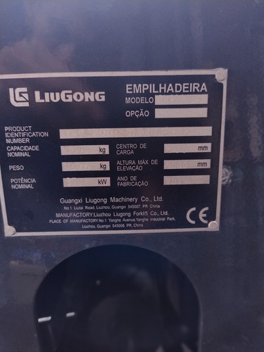 Empilhadeira Liugong 3ton. Glp Torre Triplex De 5 Metros Top