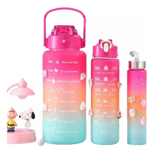 Botellas Deportivas Para Agua Motivadoras 3 Tamaños Gym Vaso