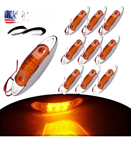 10pcs Ámbar Amarillo 3led Pescado Forma Despacho Van Luz Lám