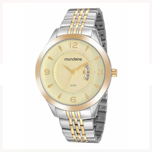 Relogio Mondaine Masculino Ref: 83487gpmvbe1 Casual Bicolor Cor da correia Prata/Dourado Cor do bisel Dourado Cor do fundo Dourado