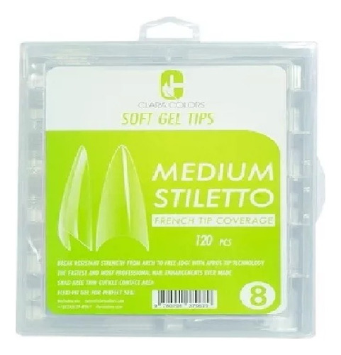 Soft Gel Tips Medium Stiletto 120 Unidades Clara Colors