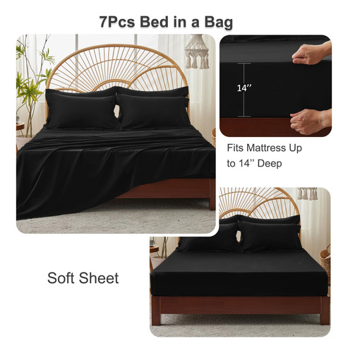 Juego De Edredón King Size Cosy Moment - Negro, Juego De 7