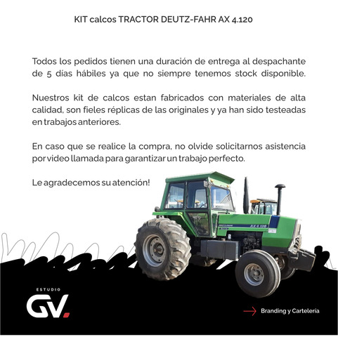 Calcos Símil Original Deutz Fahr Ax 4.120