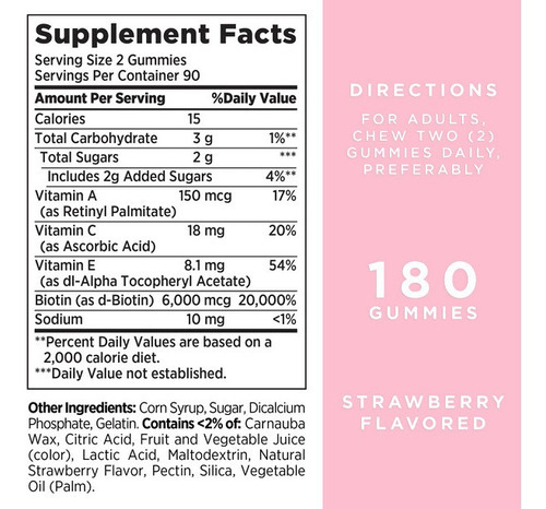 Hair, Skin & Nails Gomas Advanced Nature's Bounty Biotin Morango