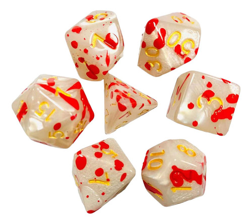 6 Juego De Dados Poliédricos De 7 Piezas, Rojo