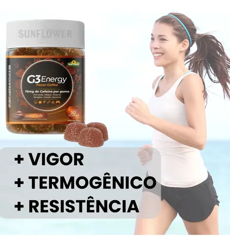 G3 Energy Power Gummy 75mg De Cafeína 30 Gomas Sunflower