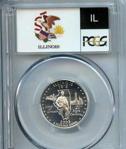 Moeda De 25 Centavos 2003s 25c Pcgs Pr69dcam Illinois