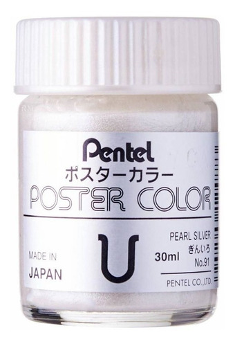 Tinta Guache Pentel Profissional - Prata N°91 Pearl Silver