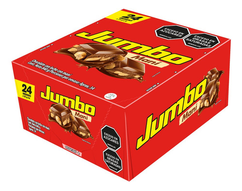 Chocolatina Jumbo Maní Plegadiza X 24 Unidades X 40 Gr