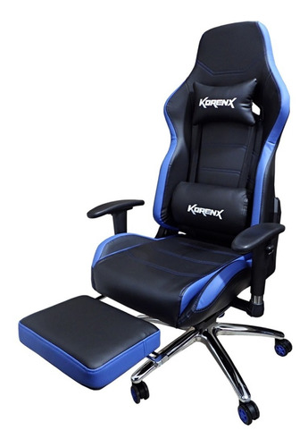 Silla Gamer Gaming Racing Profesional Blue Azul Apoyapies