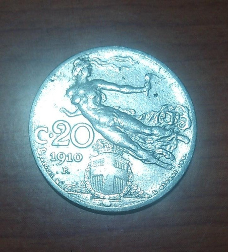 Moneda Italiana 20 Céntimos 1910 Perfecto Estado