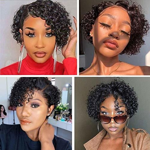 Pelucas De Encaje Con Corte Pixie De Cabello Humano Corto Y