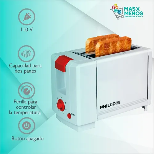 Tostador De Pan Bagel Para 2 Rebanadas Con 7 Niveles Y Boton De Apagado  110v 750w Philco