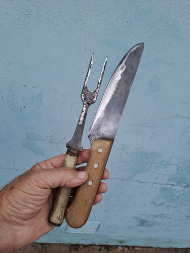Set Cuchillo Y Tenedor Parrillero Asador