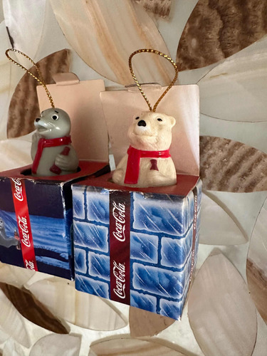 Par Regalo Coca Cola Oso Y Foca Vintage Adorno Navidad Árbol