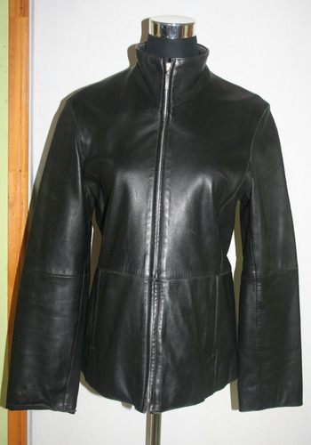 Chaqueta Negra De Cuero Jake`s Talla 40 (con Detalles)