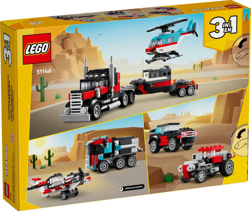 Lego Creator 3 En 1 Camion Plataforma Con Helicoptero 31146