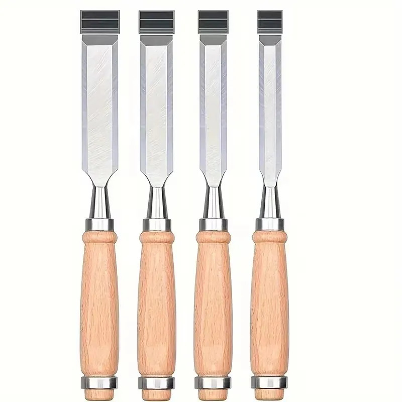 Cincel Formon Madera 4pz Tallado Herramientas Plano Carpinteria Alta Resistencia Escoplear Rebaja Grabado Juego Set Escultura Profesional 6 a 24mm