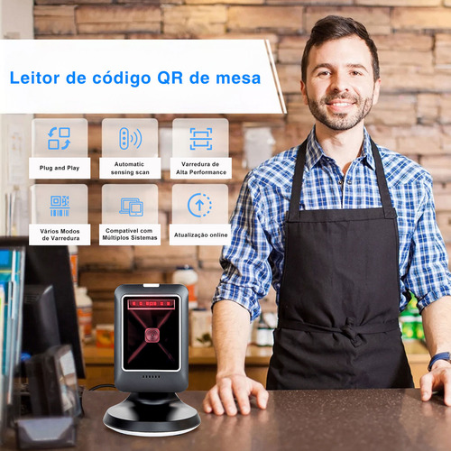 Leitor De Código De Barras Fixo Pdv Usb 1d 2d Qr Code