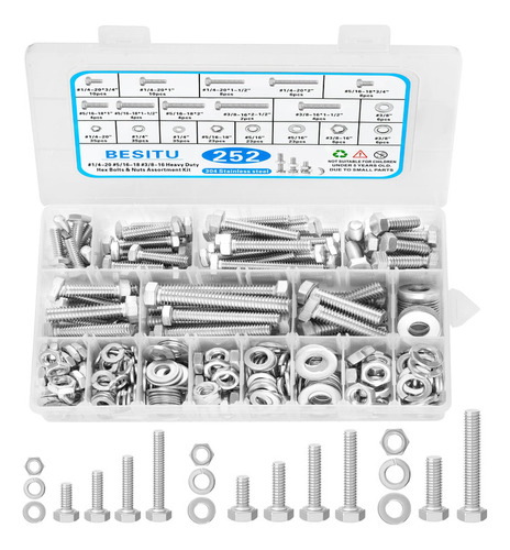 Besitu Kit Surtido De Pernos Y Tuercas Hexagonales De 252 Pi
