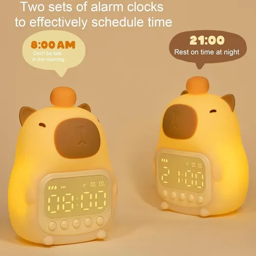 Lámpara Capybara Led Espanta Cuco Con Reloj Digital