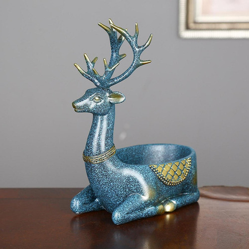 Estatua De Ciervo, Escultura De Animal, Bandeja Sentado Azul
