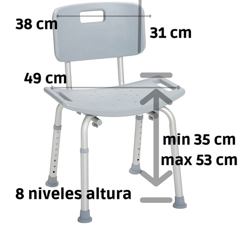 Silla Ducha Baño Antiderrapante Adulto Respaldo Ortopedica