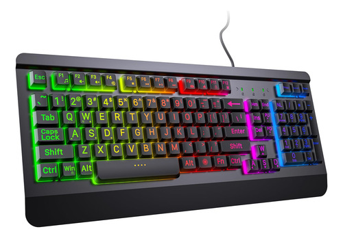 Teclado Para Juegos Iluminado, Retroiluminación Arcoíris Y S Color Idioma
