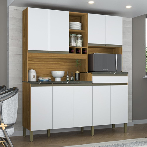 Cozinha Compacta Com 9 Portas 1 Gaveta E Espaço Para Wt