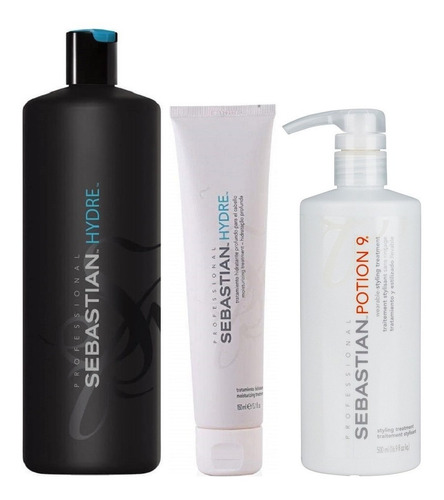 Shampoo 1000ml + Mascarilla + Crema Potion 9 Sebastian Hydre