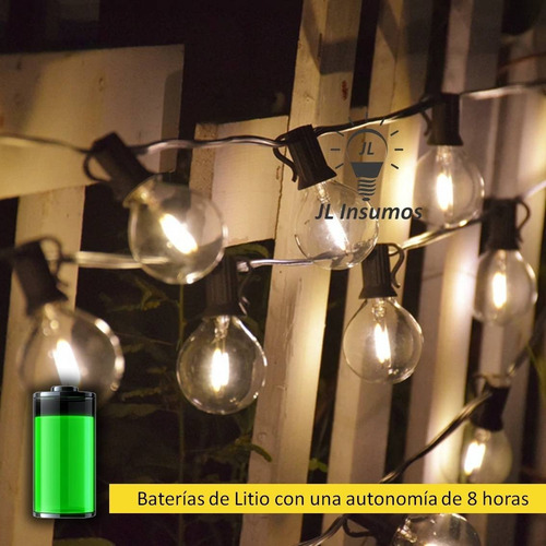 Imagen 5 de 5 de Guirnalda Led Solar Luz Calida 6mts 20 Luces