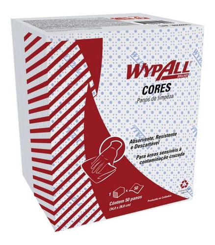 Pano De Limpeza Wypall® X50 Azul 50 Panos 29x34cm 8 Unidades