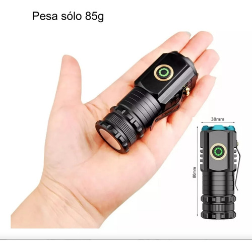 Mini Linterna Táctica De 3 Led P35, Recargable Por Usb Con I