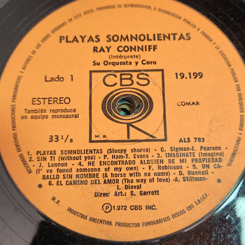 Sin Tapa Disco Ray Conniff Orq Playas Somnolientas Cl0