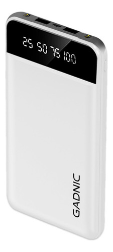 Cargador Portátil Power Bank Gadnic 10000 Mah Display Led Blanco