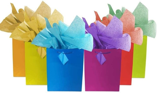 Adorox - 12 Bolsas De Papel De Regalo De Colores Neon Brill