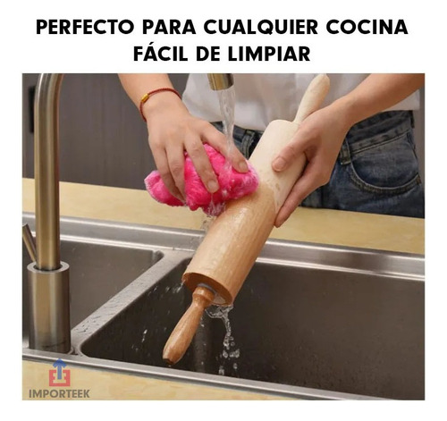 Rodillo Madera Cocina Reposteria Masa Fondant Pizza Galletas
