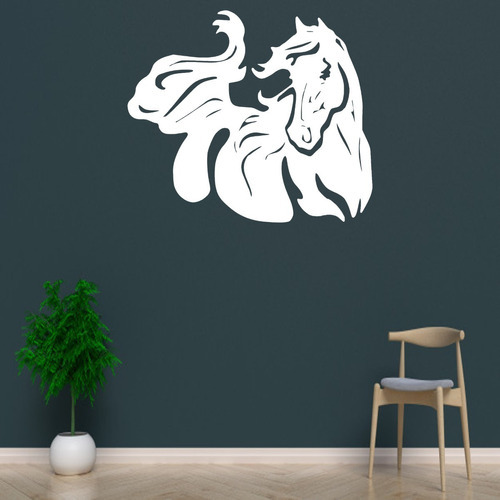 Quadro Decorativo Animais Aplique Mdf 3mm - Diversos Cor Cavalo Cor da armação Branco