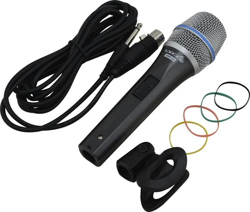 Microfone Profissional Com Cabo Fio Smp-20 Lyco Smp 20 Smp20 Cor Preto