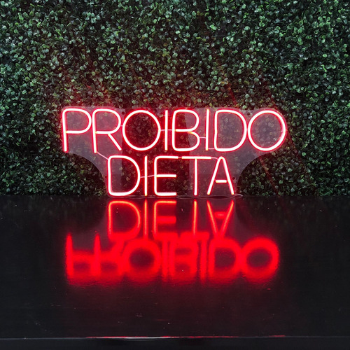 Luminária Painel Neon Led - Proibido Dieta 24x57cm