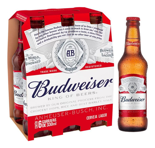 Kit Com 06 Cervejas Budweiser Long Neck 330ml - American Lag
