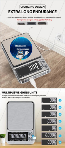 Bascula Recargable Usb Portatil Digital Gramera De Precision
