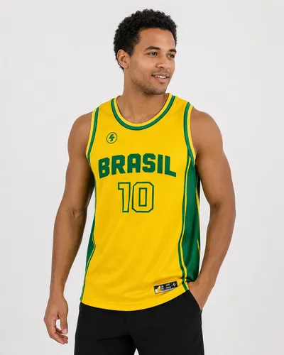 Camisa Regata Dryfit Brasil No10 Faixa Lateral