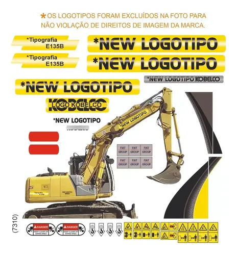 Faixas Adesiva Escavadeira E135b + Etiqueta Seg + Refletivo