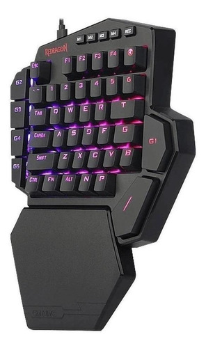 Imagen 3 de 6 de Teclado de una mano gamer Redragon Diti K585RGB Outemu Blue color negro con luz RGB